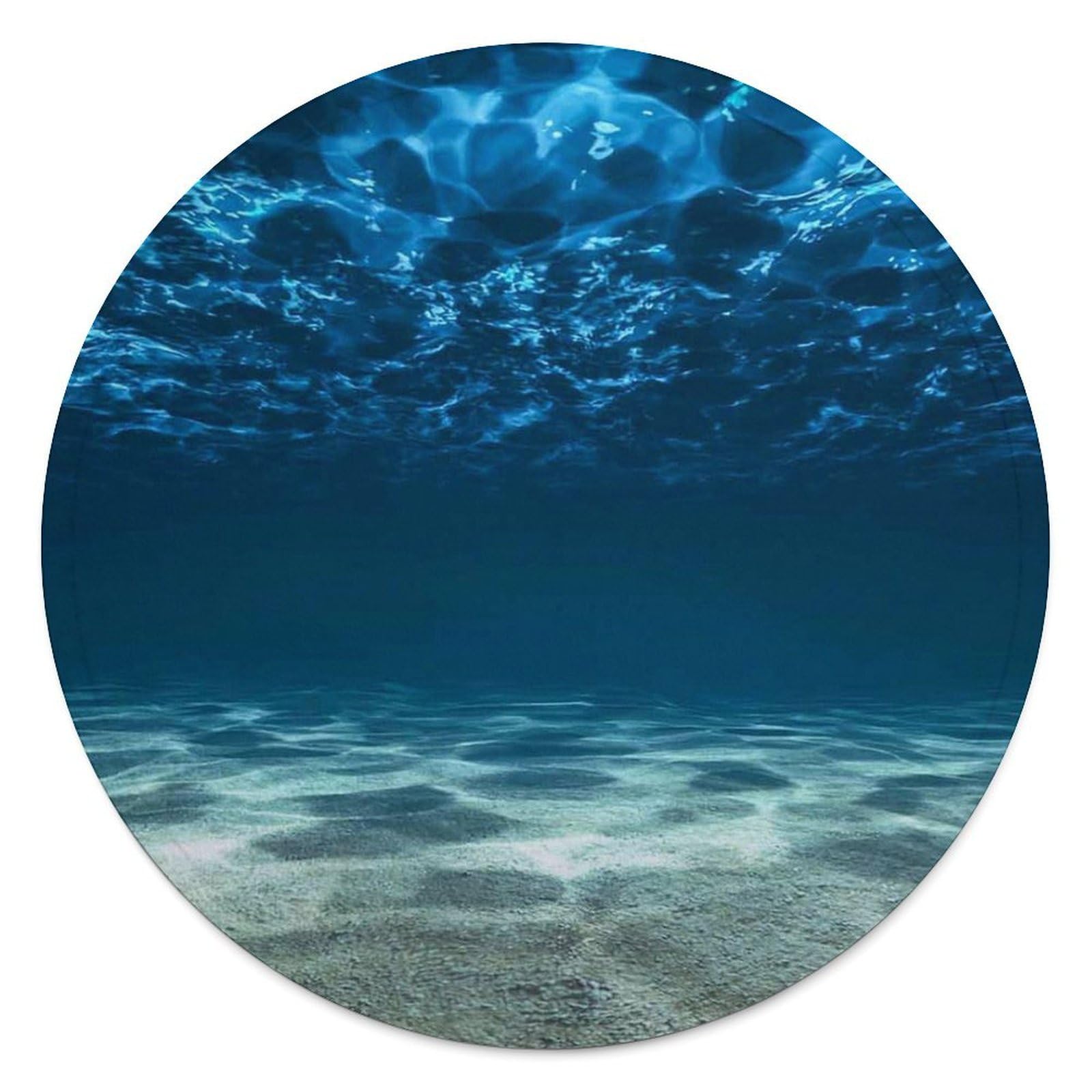 Couverture ronde en flanelle de 150 cm motif Ocean pour canapé et salon