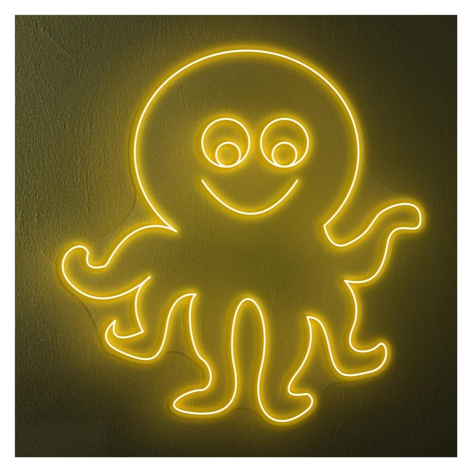 RONGCH Hanging Art Neon Signs Cute Octopus Neon Sign, Suitable for Restaurant Wall Decor with Brightness Adjustable 43cm(A)