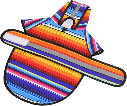 Miniatura 5 de HDE Chubasquero para perro, poncho con capucha para perros y cachorros pequeños a XL, rayas Baja - L