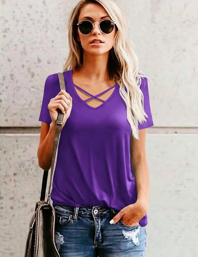 Amoretu Womens Summer Tops Short Boat Neck V Neck Dolman Top with Side Shirring-Made in U.S.A.