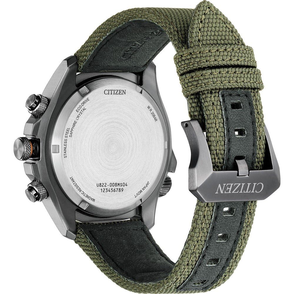 Citizen Reloj analógico Digital Eco-Drive para Hombre con Correa de Tela JV1005-02W, Verde, Correa.