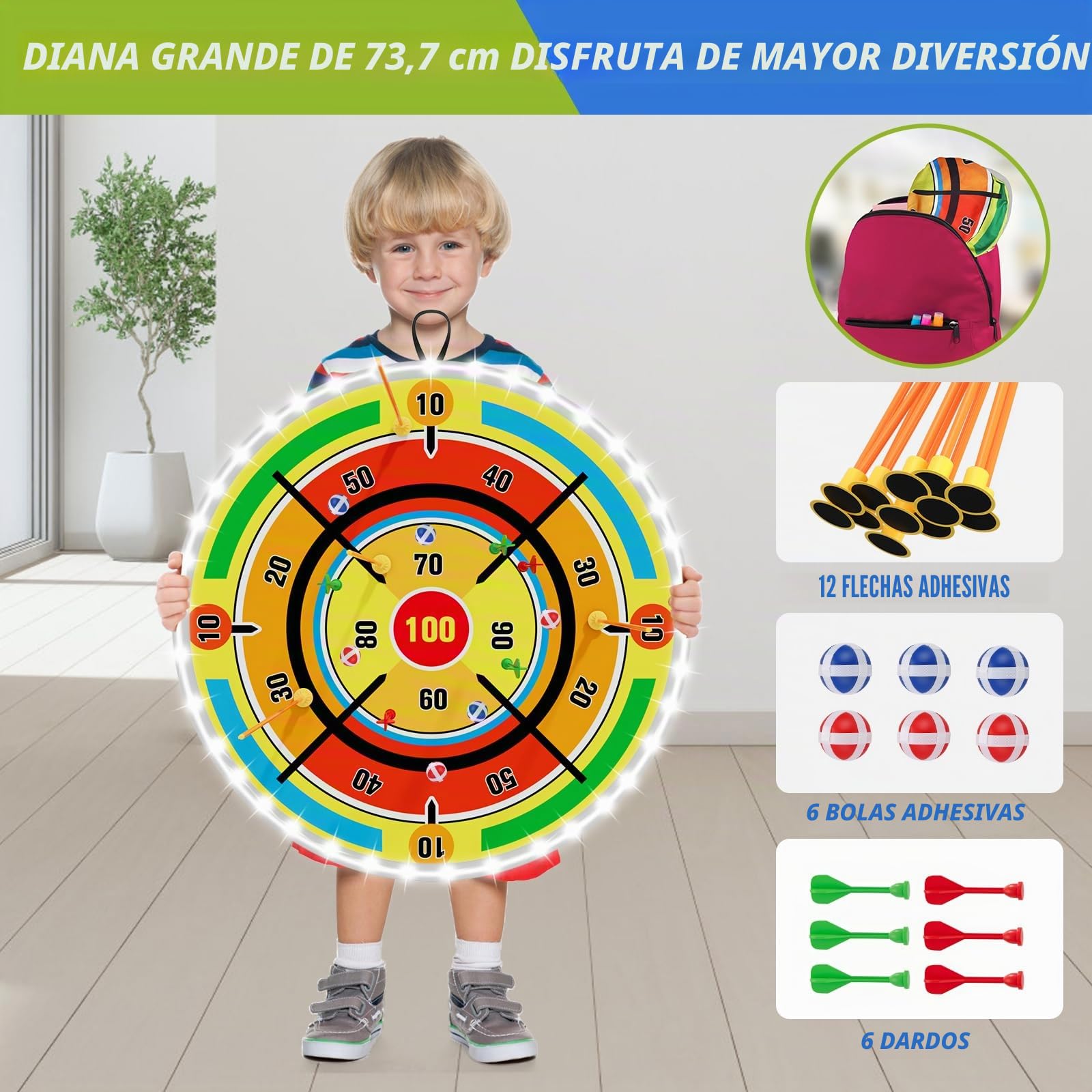 HYES 2 Pack Arco y Flechas con 29" Glow Dart Board, LED Iluminar el Dinosaurio Tiro con Arco con Flechas de Succión, Objetivo de Resplandor, Regalos Juguete para Niños Niñas Interior y Exterior