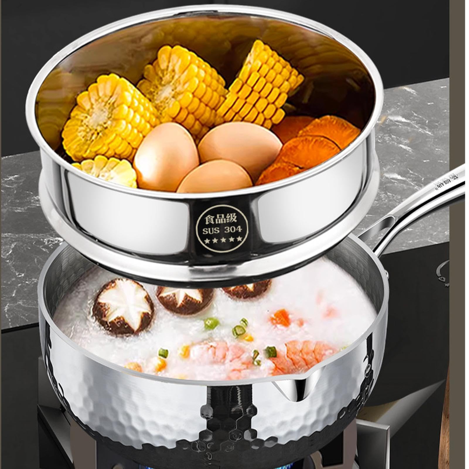 Pentola In Acciaio Inossidabile Pentole Antiaderenti In Acciaio Da Cucina | Tegame A Vapore E Casseruola Per Cucina Cottura Frittura Sobollire Ebollizione Zuppa Salsa Pasti Sani
