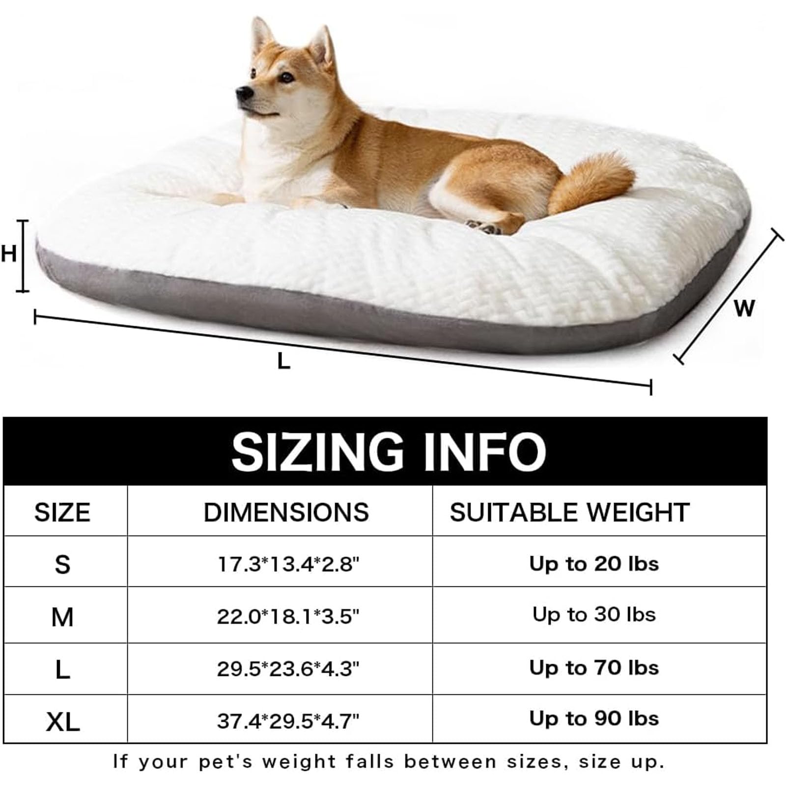 Cuccia Ortopedica in Schiuma Per Cani Da Utilizzare Nella Gabbia, Cuccia Ovale in Memory Foam Per Cani, Letti Per Cani Con Fodere Lavabili, Cuscino Per Gabbia Con Fodera Con Cerniera,Bianca,M
