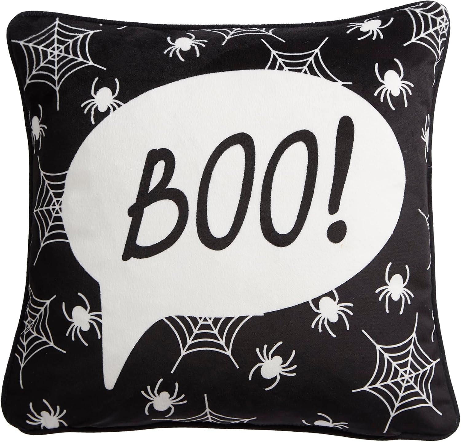 Bedlam - Black Halloween Cushion (43 x 43 cm) - Reversible Design (2 Colours) - Filling Included - With Piped Edge - Halloween Spider Cushion with Cover Included - Halloween Decoration for Sofa or Bed