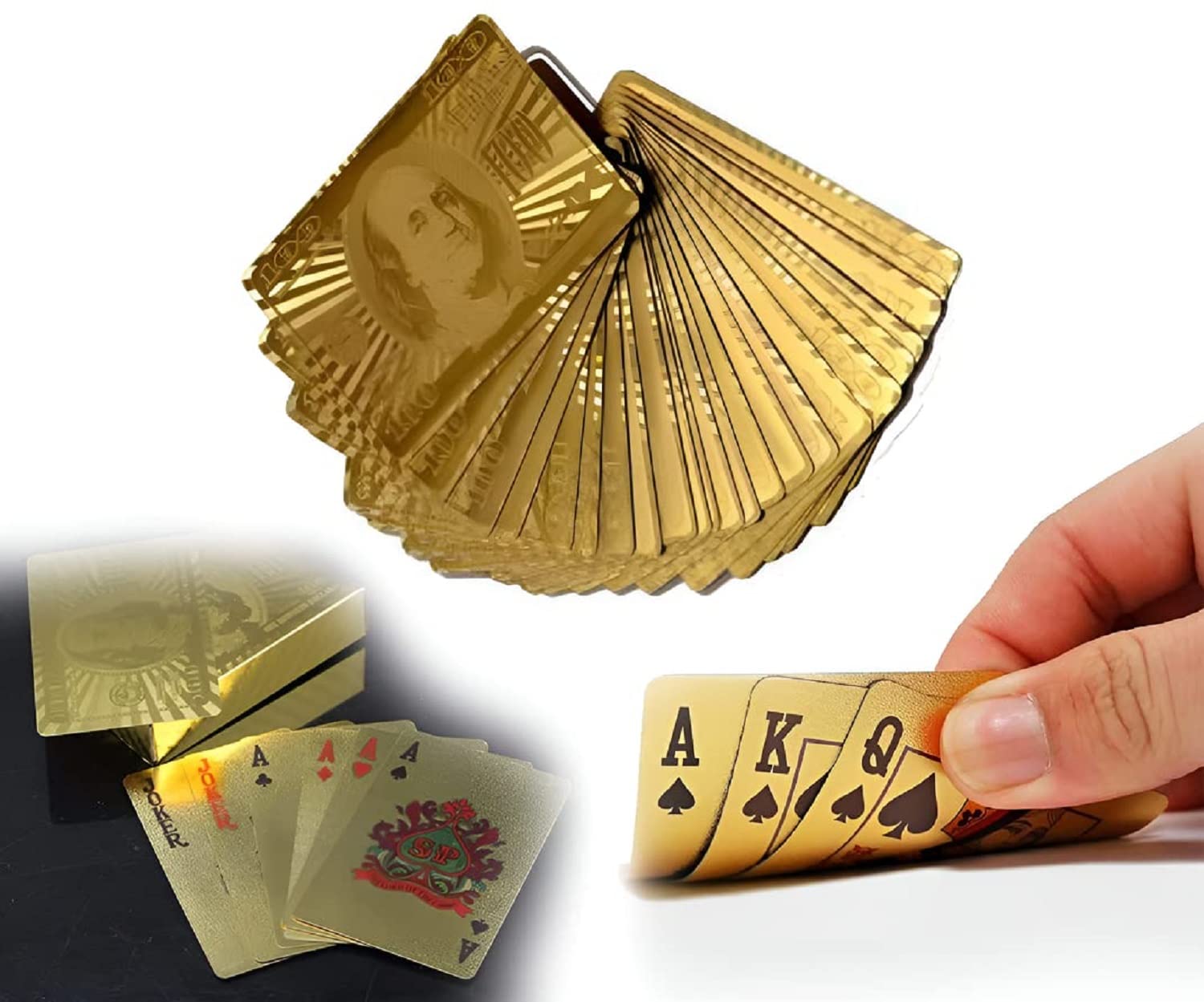 Peeplvalue Gold Plated Poker Playing Cards-Pure PVC Table Cards-Golden (Pack of 4) (B0BHKGVNMT) Amazon Price History, Amazon Price Tracker