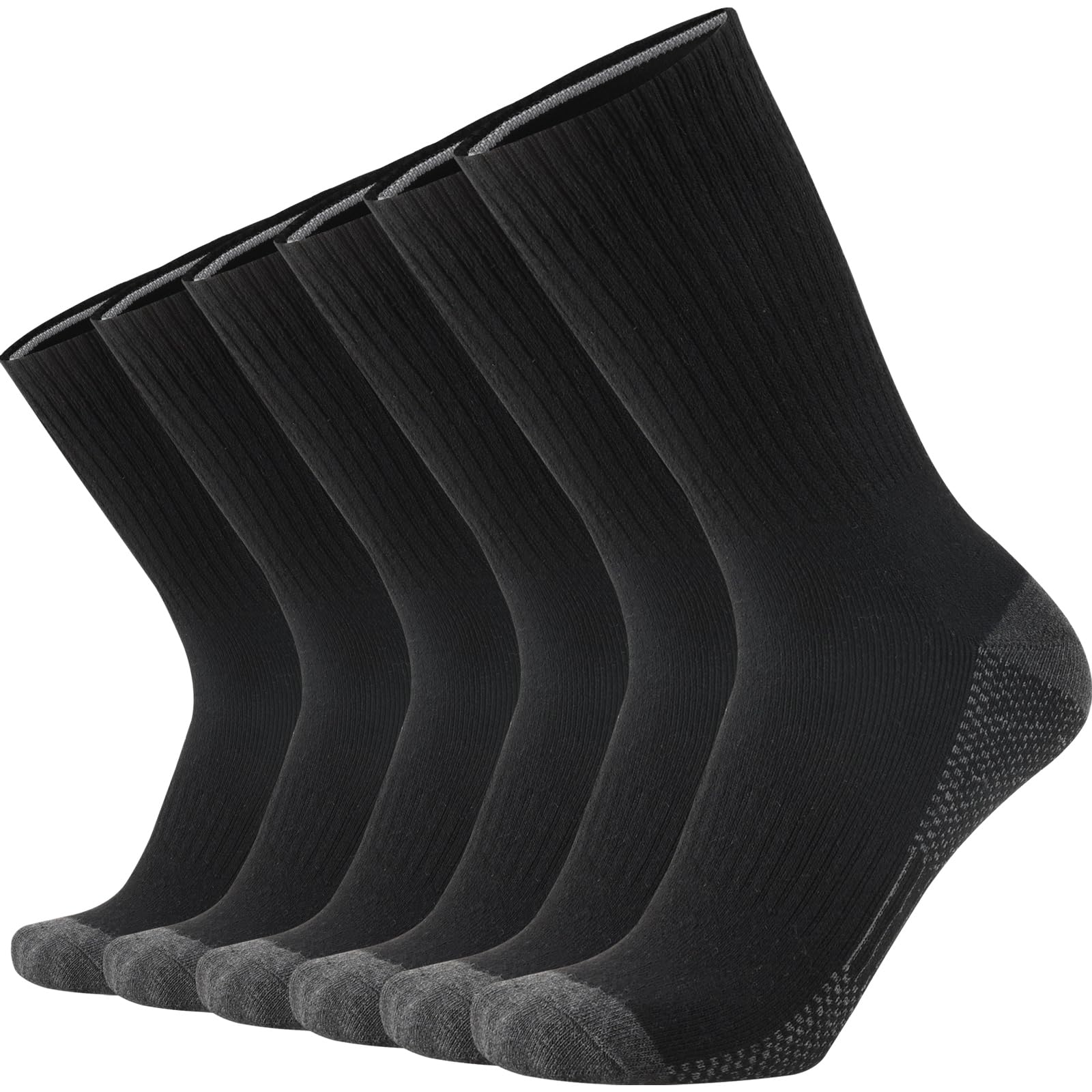 Seamless Athletic Work Socks for Men Heavy Duty Boot Max Cushion Crew | Soft Cotton, Moisture Wicking, Odor Control, Breathable, Comfortable, Durable, Anti Blister, Thick Warm, Size M/L/XL 3/6 Pack