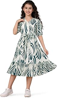 Fashion Dream Girls Summer Rayon Printed Midi Dress|Casual Western Frock|One-Piece for Kids Price In India
