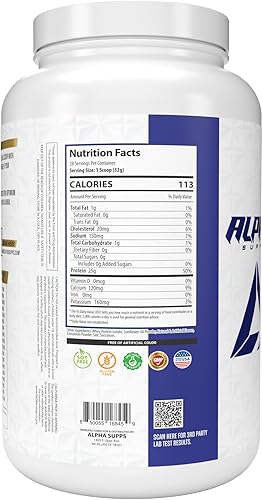 Miniatura 4 de Alpha Supps ISO, polvo aislado de proteína de suero de leche 100% bajo en carbohidratos, 0.88 onzas por porción, ayuda a apoyar el crecimiento