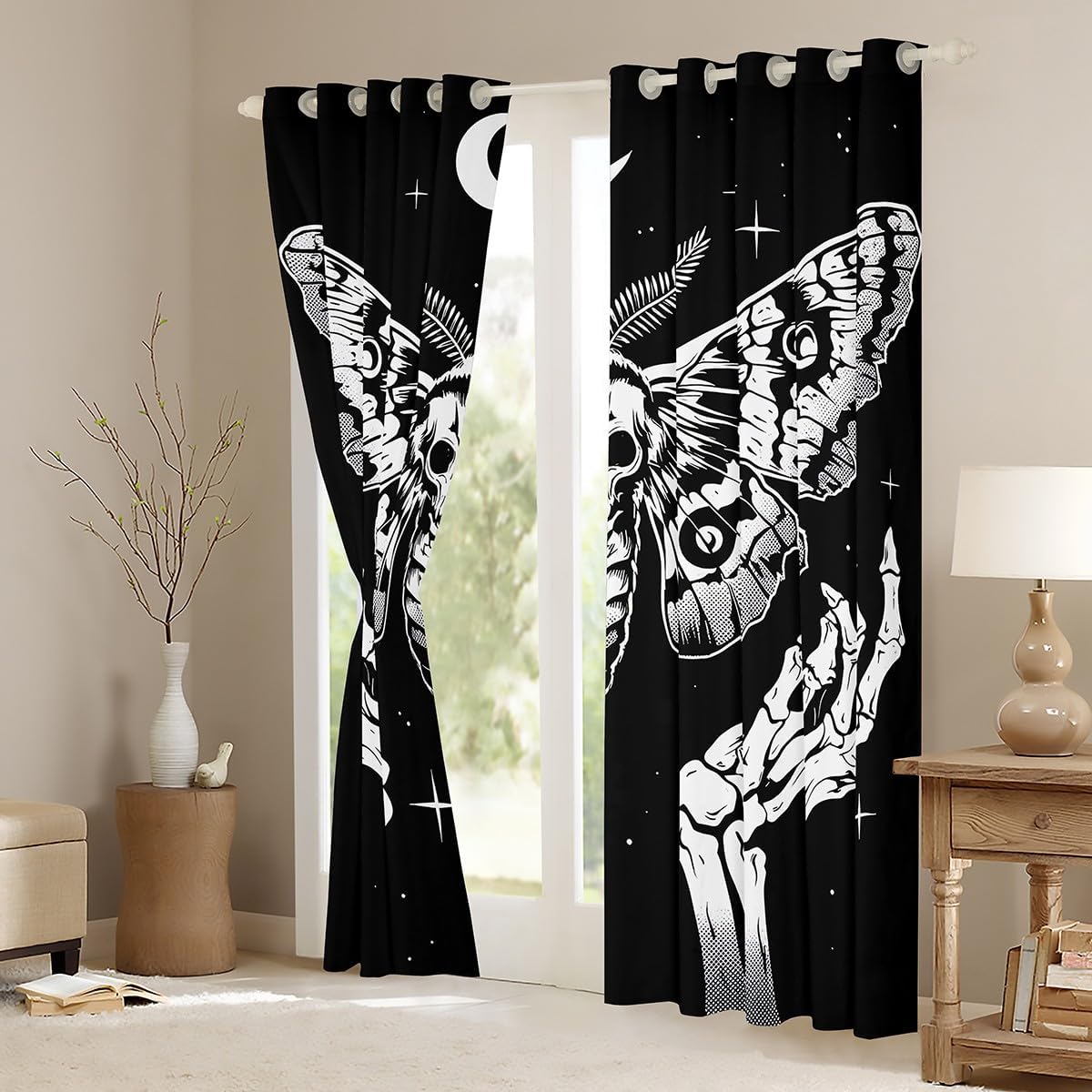 Feelyou Black Birds Window Curtains for Kids Toddler Crow 30%-50% Blackout Curtains Boys Girls Halloween Decor Window Curtains Wildlife Living Room Window Treatments (2 Panels, 42 x 84 Inch)