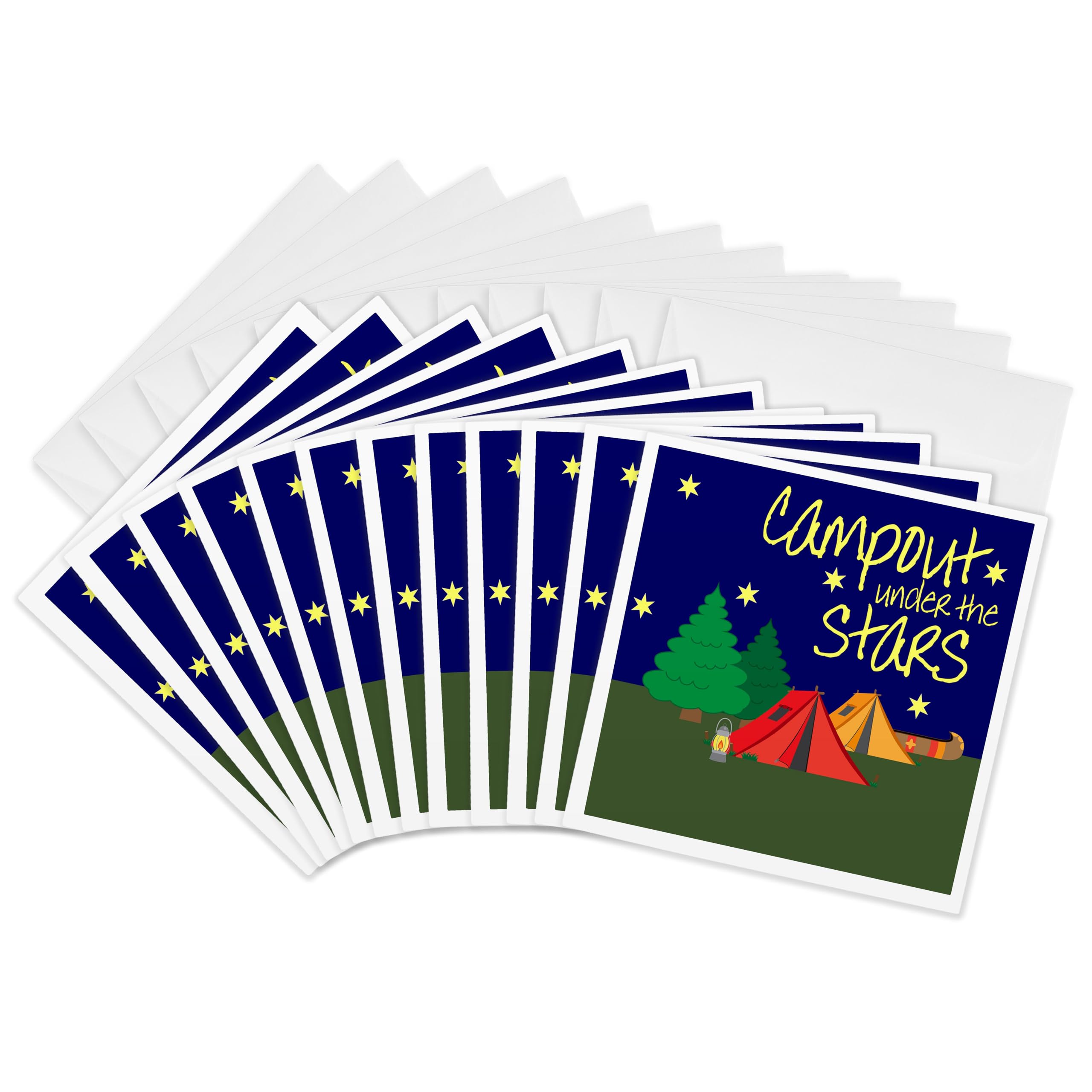 3dRose gc_224836_2 6 x 6-Inch"Campout Under The Stars" Greeting Card (Set of 12)