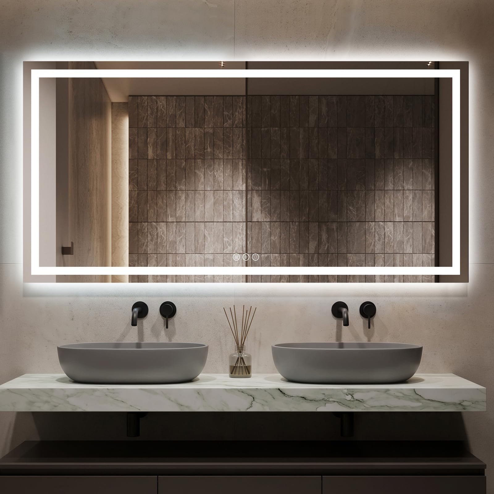 Kosmonia 36x72 Inch LED Bathroom Mirror with Lights
