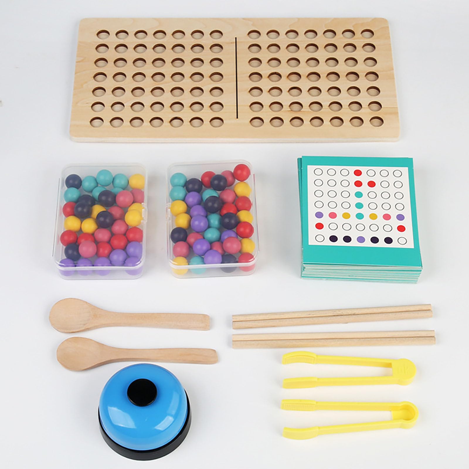 Lernspielzeug Perlenspiel mit Holzklammer, Farberkennungs- und Klassifizierungsspiel, Perlenspiel mit Holznagelbrett, Zählspiel, Feinmotoriktraining