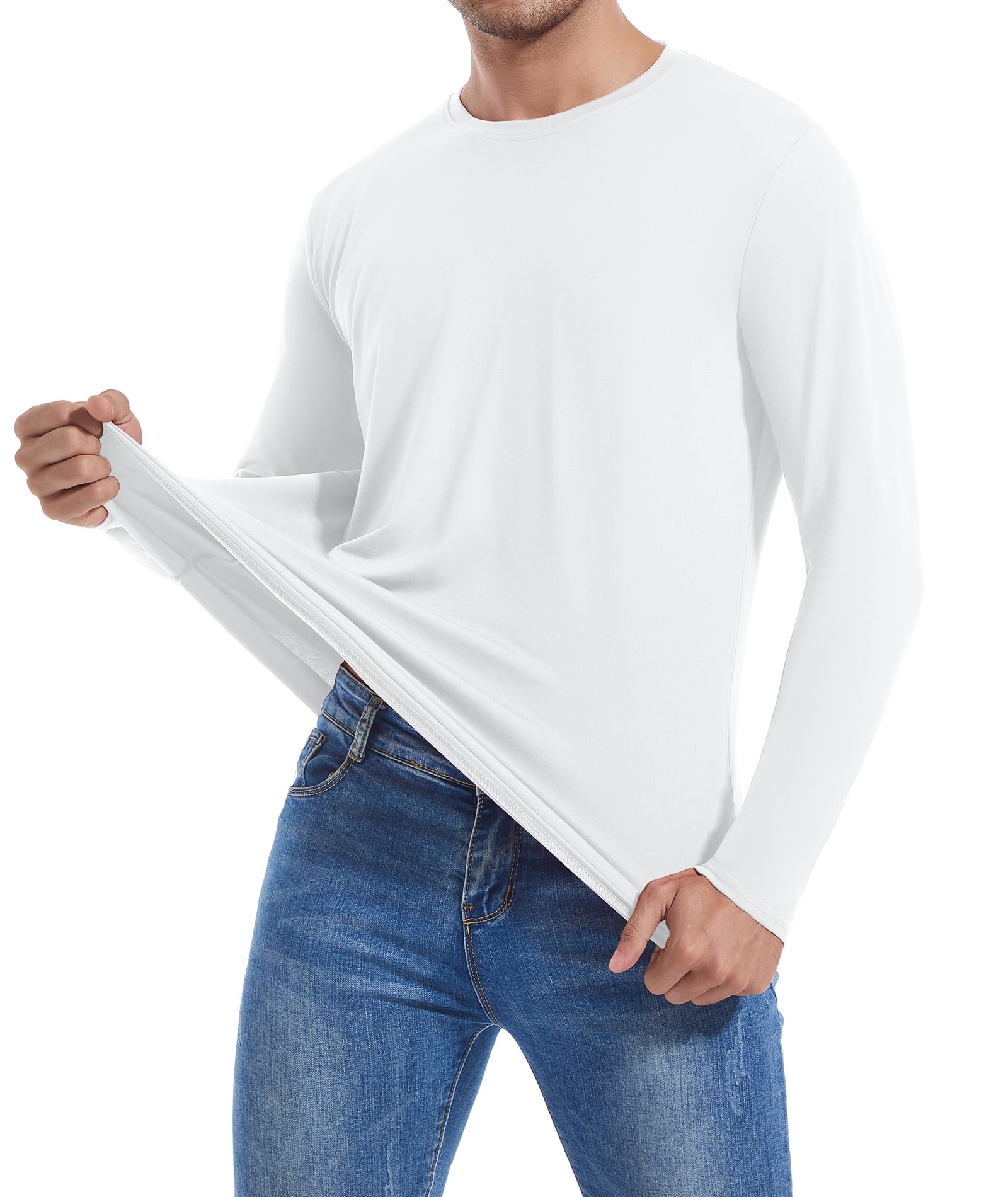 Confezione da 3 magliette a maniche lunghe da uomo, vestibilità ampia, traspiranti, a girocollo, leggere, comode, casual, primo strato di base