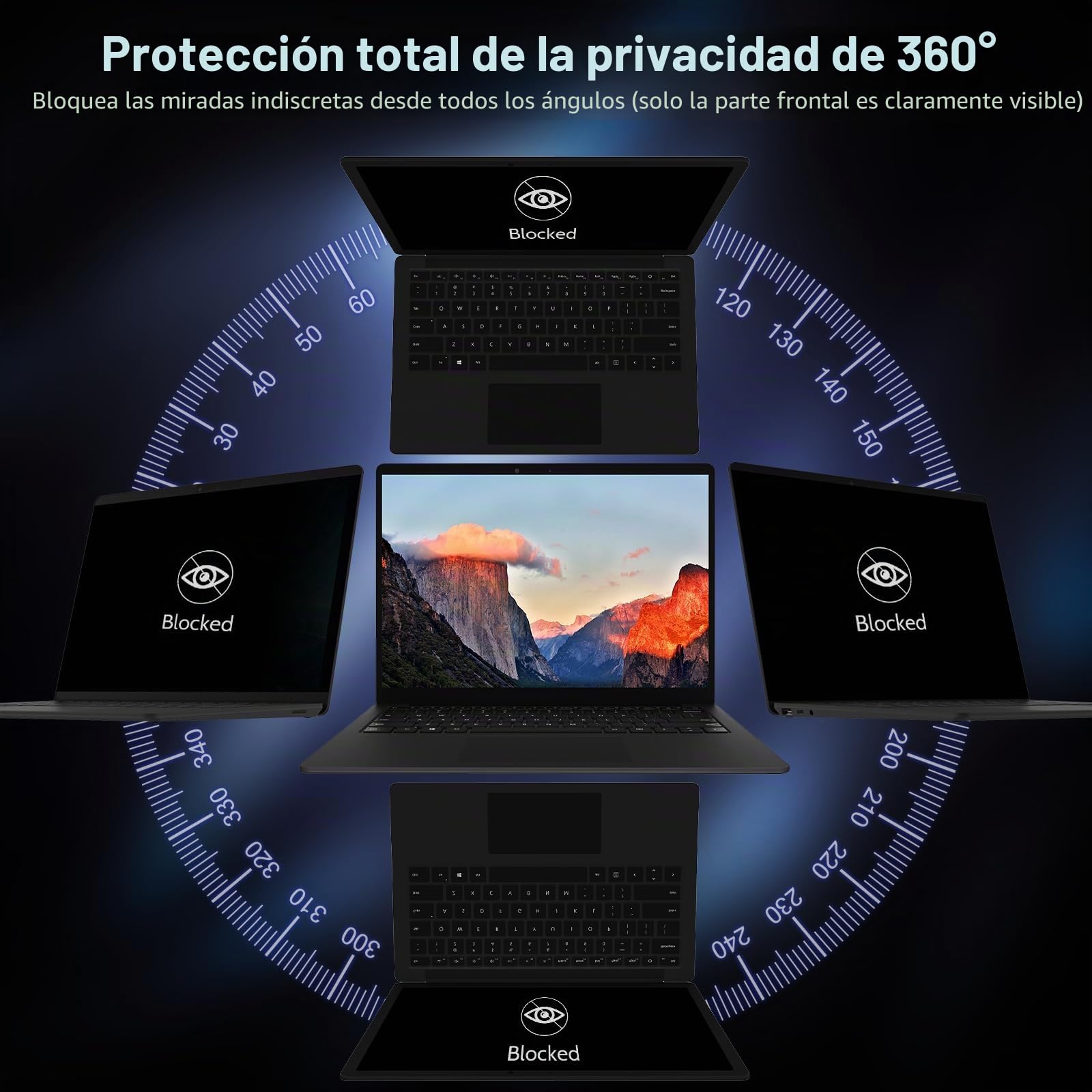 360° Filtro de Privacidad de 14 Pulgadas 16:10, Protección de Pantalla Anti-Espía Anti-Reflejo, Protector de Privacidad de Pantalla para Laptop Compatible con Lenovo/Dell/HP/Asus/Samsung/Acer