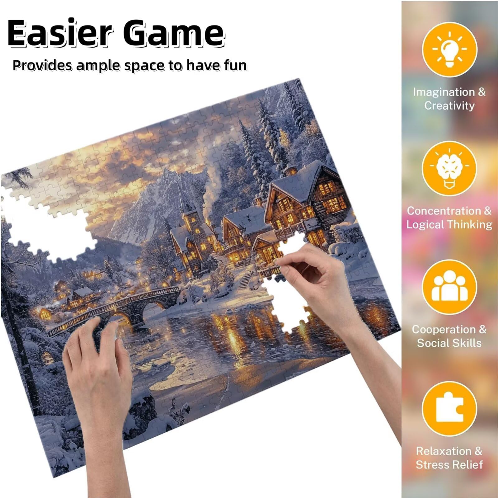 Puzzle dla dorosłych, 4000 sztuk, trudne drewniane puzzle, gra, gra logiczna, gra ręczna, dekoracja rodzinna, kreatywna rozrywka, prezent 87 x 141 cm śnieg krajobraz K0F-807
