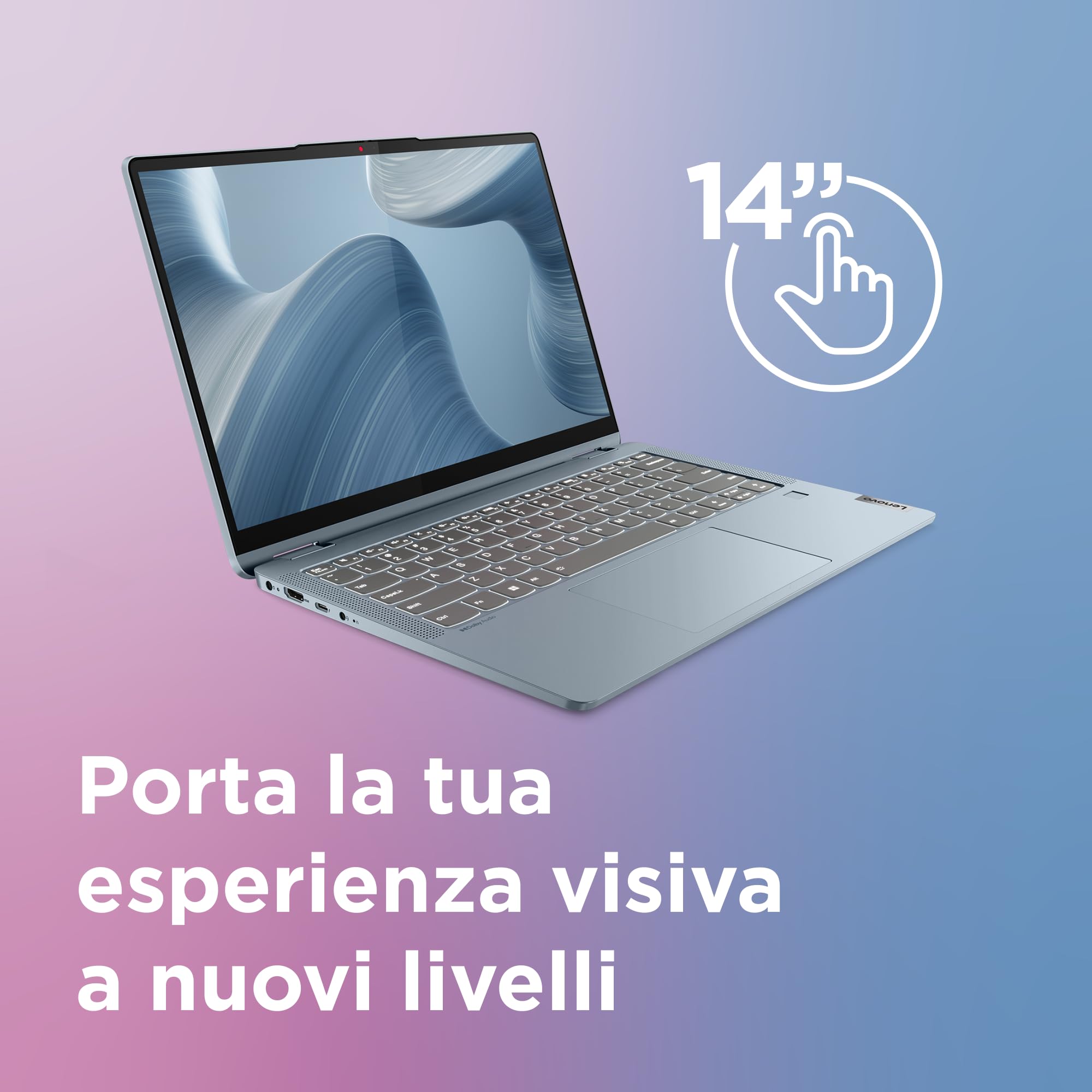 Lenovo IdeaPad Flex 5 Notebook Convertibile Touch 14" WUXGA (1920x1200), Intel Core i3-1215U, RAM 8 GB, 256 GB SSD, Grafica Integrata, WiFi 6, Windows 11 - Stone Blue Digital Pen INCLUSA