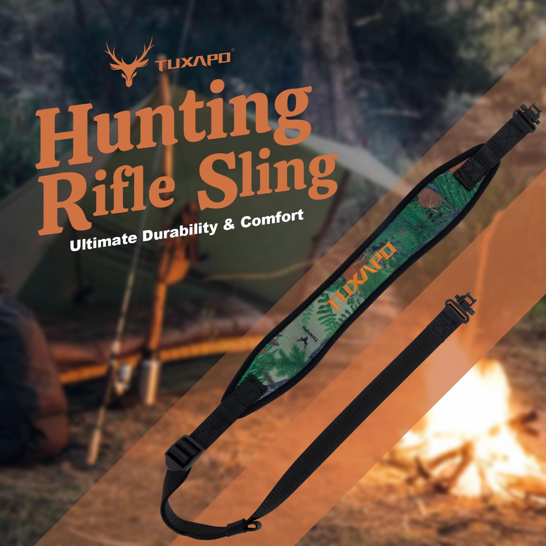 Tuxapo Gun Sling Two Point with Metal Swivels Anti-Slip Rifle Strap Length Shoulder Adjustable Padded