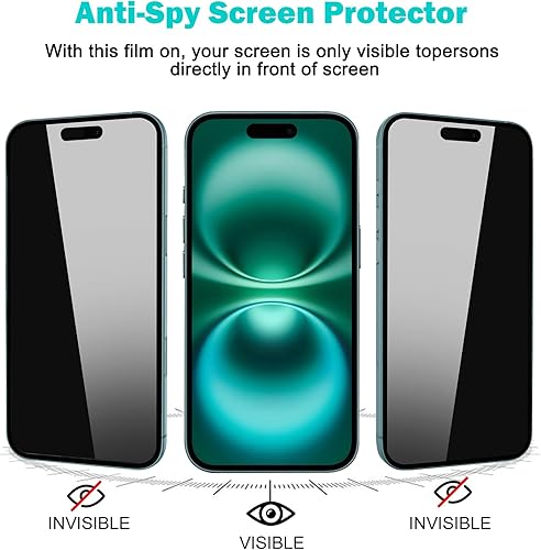 Miniatura 119 de PEHAEL Paquete de 2+2 protectores de pantalla de privacidad para iPhone 13 Pro con protector de lente de cámara, cobertura completa, película