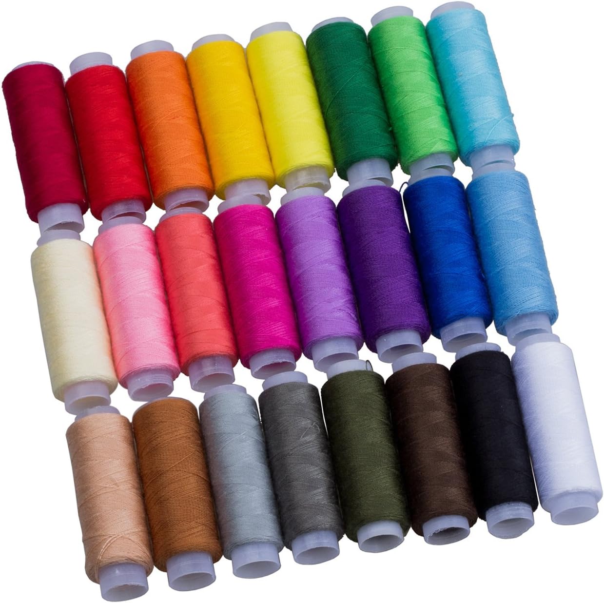 SODIAL- 24 Assorted Colors Polyester Sewing Thread-Pack of 24