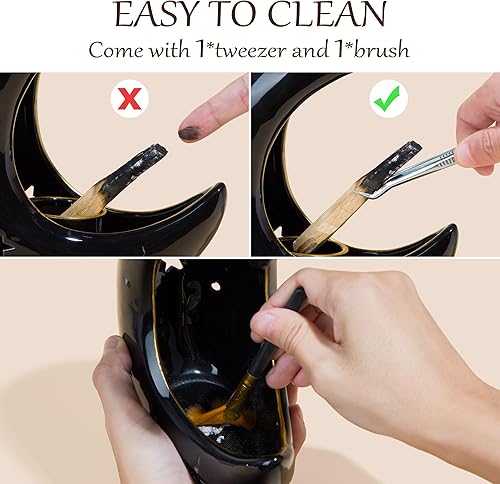 Miniatura 6 de ZenBless Soporte para incienso en forma de luna, quemador de incienso para salvia, palitos de Palo Santo, incienso de cono, quemador de incienso de