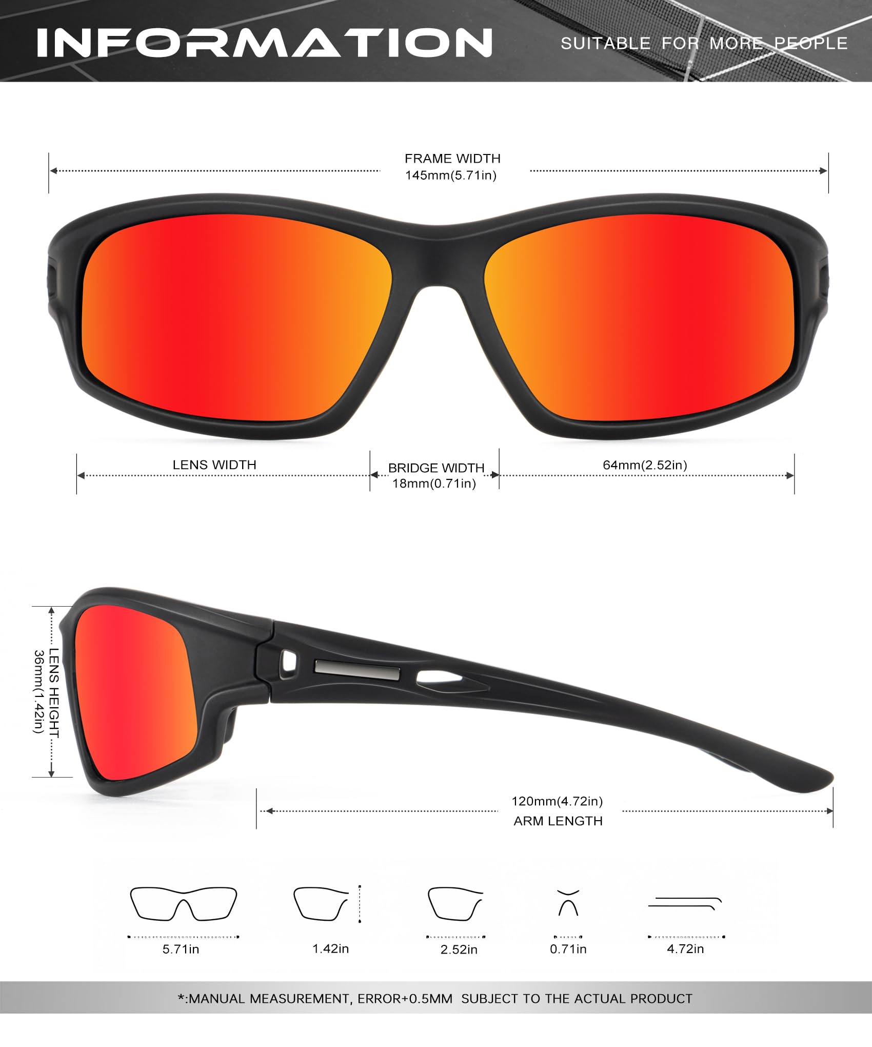 Occhiali da sole polarizzati per uomo e donna, occhiali da sole sportivi da uomo, occhiali da sole avvolgenti per corsa, ciclismo, protezione UV