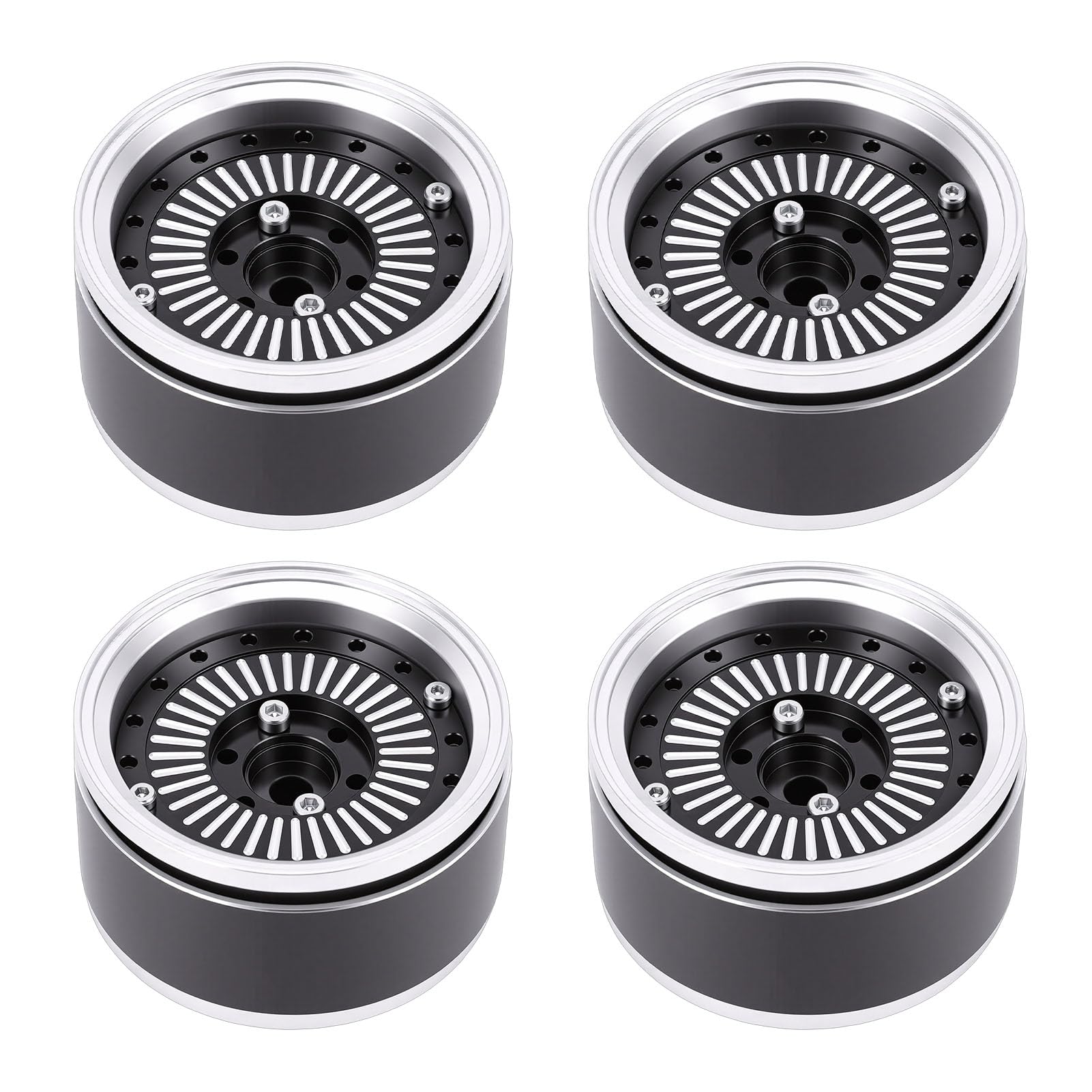 Koła RC, 1,9-calowe Lekkie Koła ze Stopu Aluminium Beadlock Opony 1/10 RC, 4 szt. Anodowana Powłoka Rozpraszanie Ciepła za pomocą śrub do Gąsienic Off Road