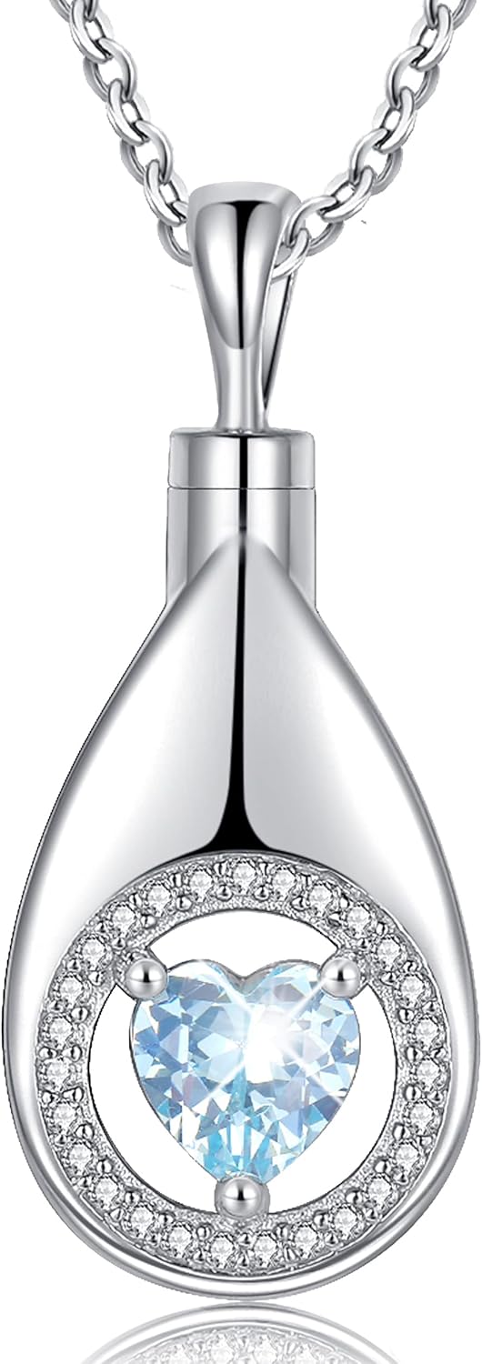 SOLOLIKE Sterling Silver Urn Neckalce for Ashes for Women: Cremation Jewelry for Women - Ashes Keepsake Pendant Memorial Jewelry Gifts for A Loss of Loved Ones