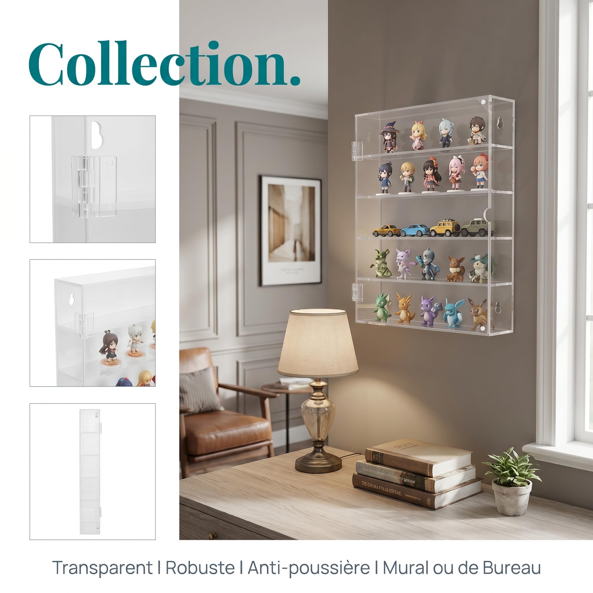 Alasum Vitrine Murale pour Voitures Miniatures Organisateur De Vitrine À Plusieurs Niveaux Présentoir Acrylique Transparent pour Modèles Réduits Et Mini-Figurines Rangement Mural 11.81X10.24X1.97In