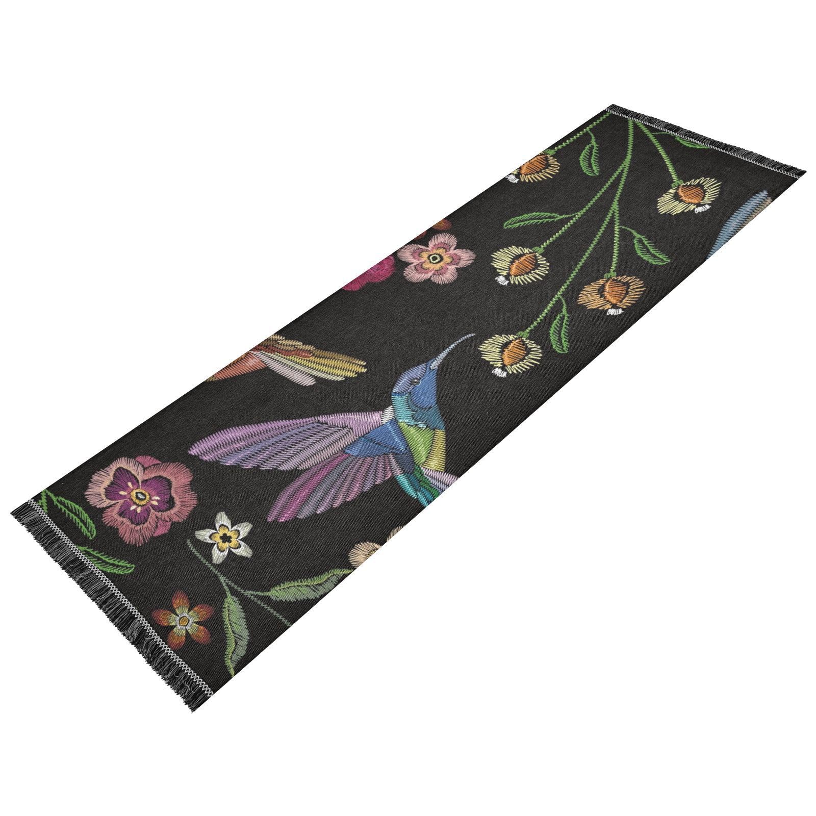 susiyo Hallway Runner Rug Beautiful Hummingbirds Tropical Exotic Flowers 2x6 ft Laundry Room Rug with Tassels