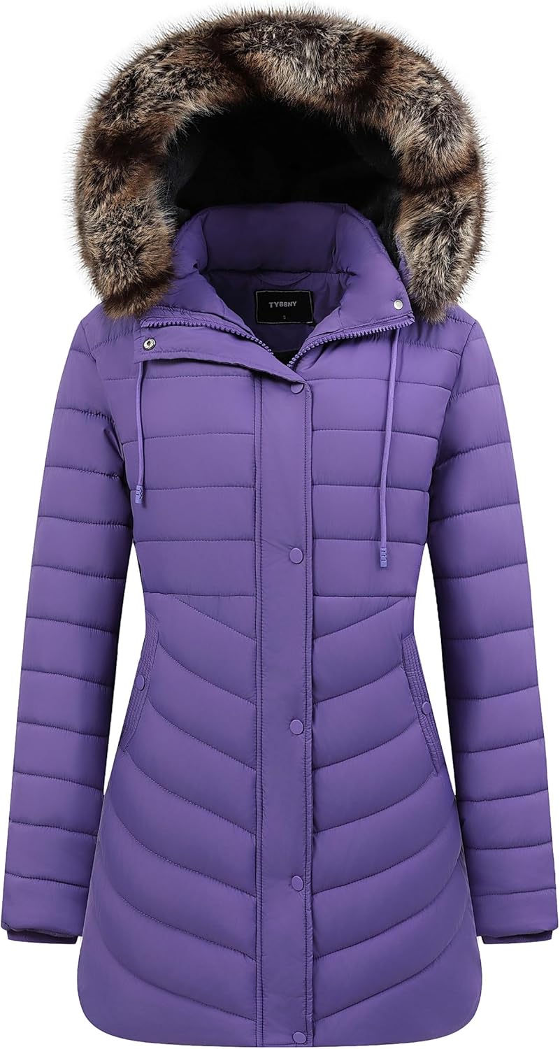 GOLDLADIES Women's Long Winter Coat Waterproof Puffer Jacket Thickened Down Parka With Hood