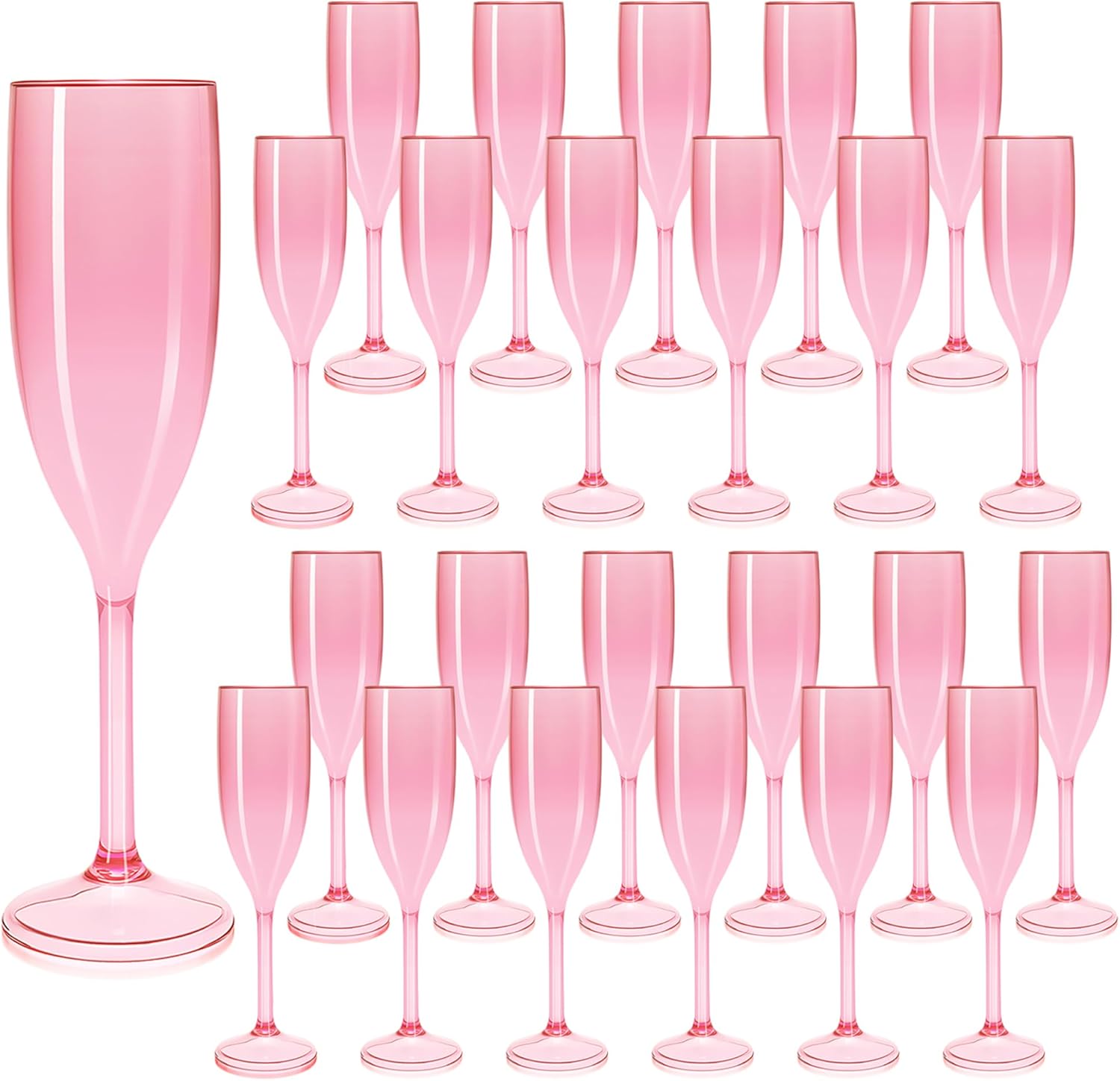 Champagne Flutes, Plastic Champagne Glasses for Wedding, Disposable Wine Glasses for Valentine’s Day Party Mimosa Bar Anniversary Event Drinks (24, Pink)