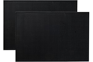 Black 2-Pack PVC Bartender Service Mat for Cocktail (18" x 12")