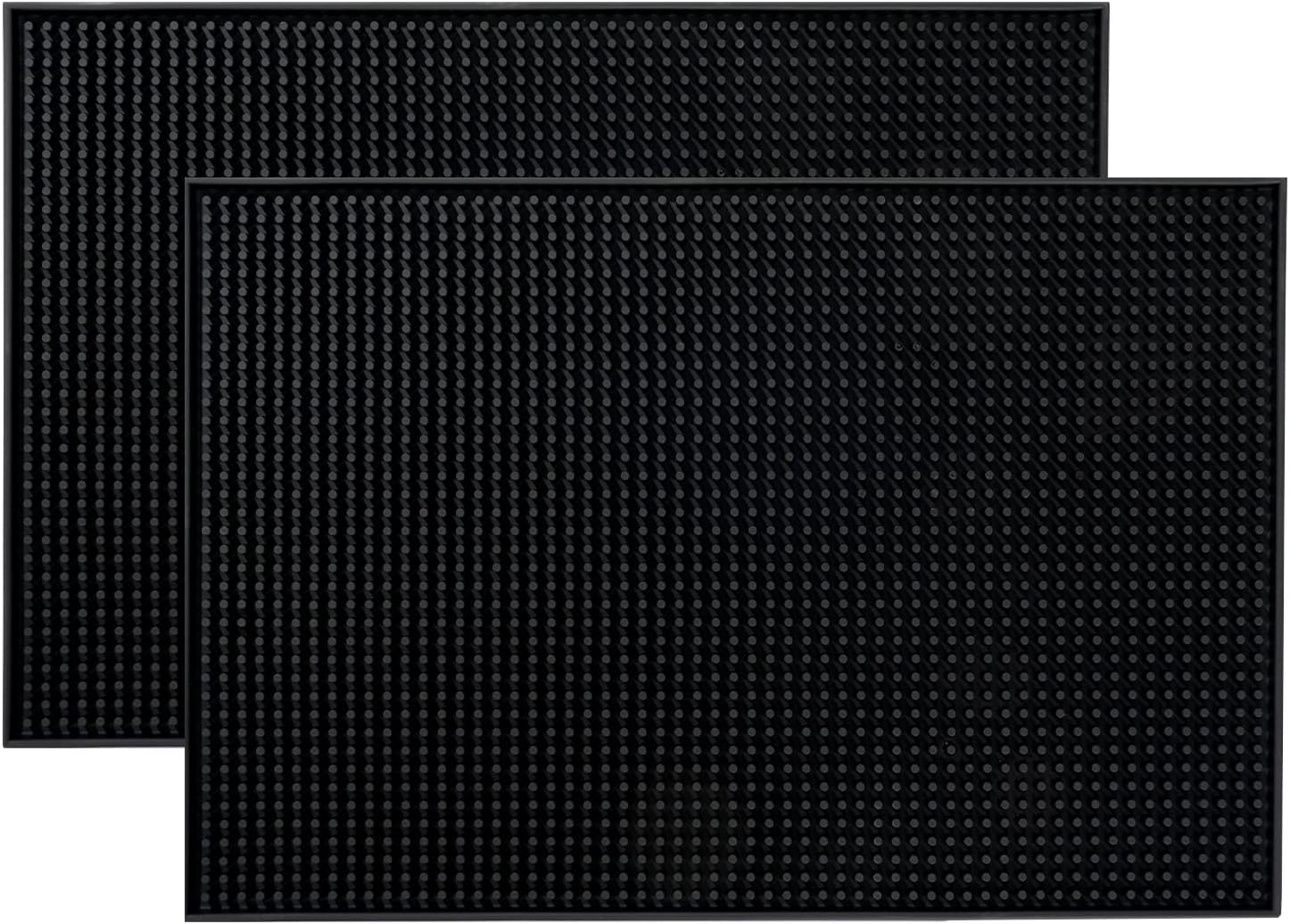 PVC Bar Service Mat for Cocktail Bartender 18x12 inches (Black 2-Pack)