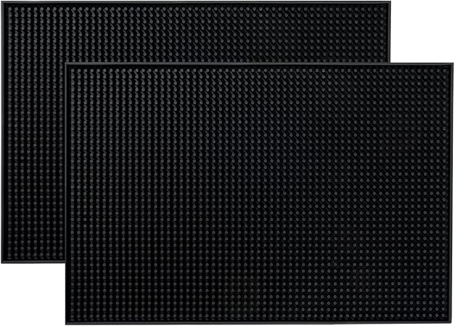BARsics 45x30cm PVC Bar Service Mat for Cocktail Bartender (Black 2-Pack)