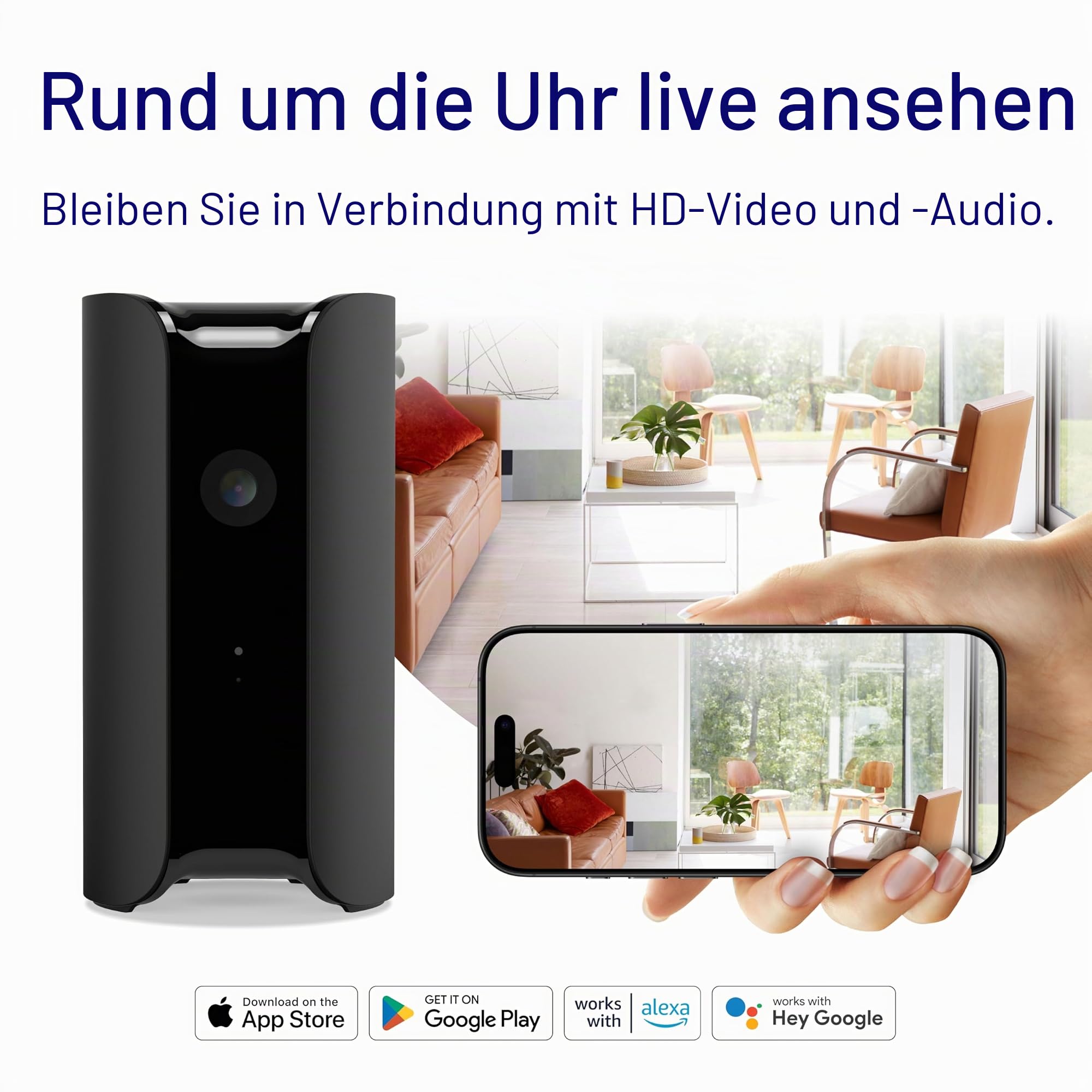 Canary Pro Überwachungskamera 1080p HD WiFi IP, 24/7 Live-Übertragung, Sirene, Raumklima-Überwachung, Bewegungsmelder, 2-Wege-Audio, Nachtsicht, 10x Zoom, Alexa & Google Assistant Integration und mehr
