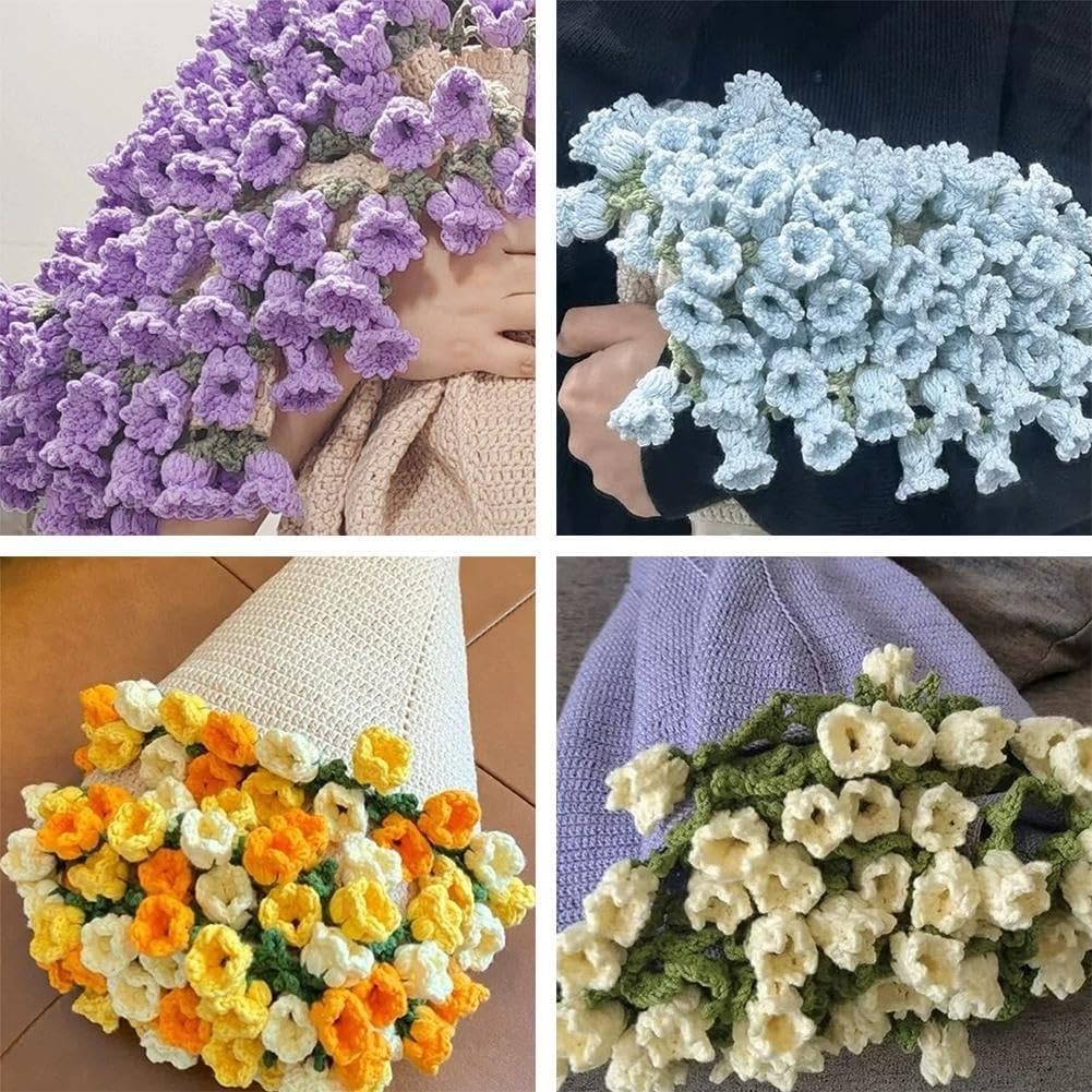 Vgpbphj Gehaakte bloemen roos boeket deken handgemaakt, zachte en lichtgewicht romantische bloemen gebreide deken, 2-in-1 doe-het-zelf bankdeken