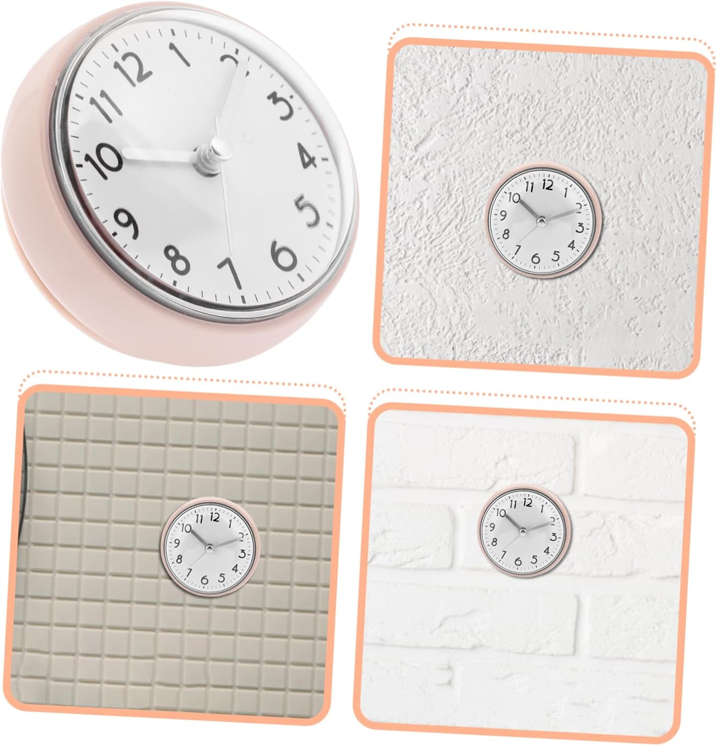 Luxshiny Bathroom Wall Clock with Suction Cup Lightweight Shower Clock for Restroom and Kitchen Simple Farmhouse Style Decor Easy to Install and Design