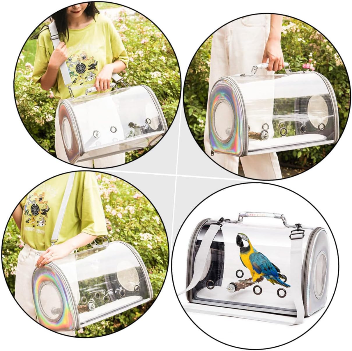 POPETPOP Parrot Carrier Bag Capacity Portable Outdoor Birds Container for Made Pu and Material for Bird Transport