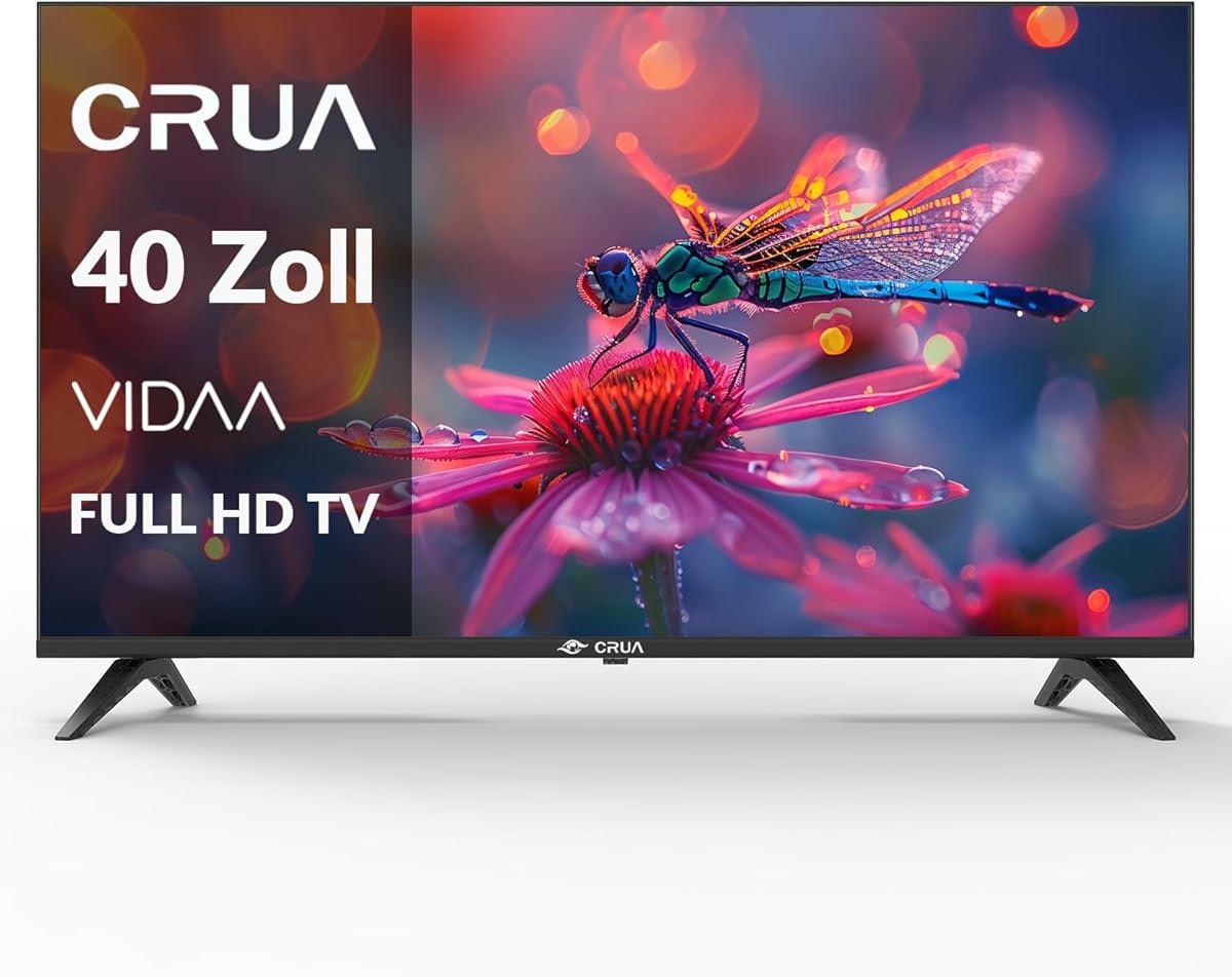 CRUA VIDAA Smart TV,101(40 Inch) TV,1920x1080P Full HD TV,LED TV with HDMI/USB/AV IN/Triple Tuner DVB-T2/T/C/S2/Compact and Smart for Your Home,Black [Energy Class E]