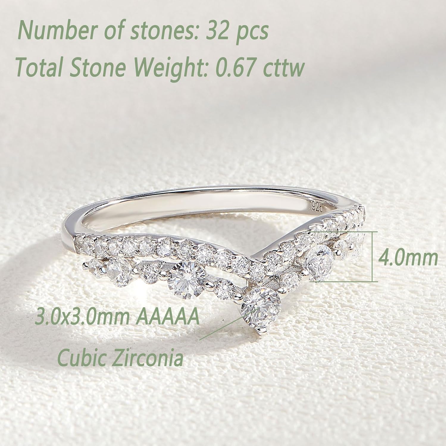 Wuziwen Vintage Crown Wedding Bands for Women Double Ring Enhancers Guard for Engagement Rings 925 Sterling Silver Cubic Zirconia - Image 6