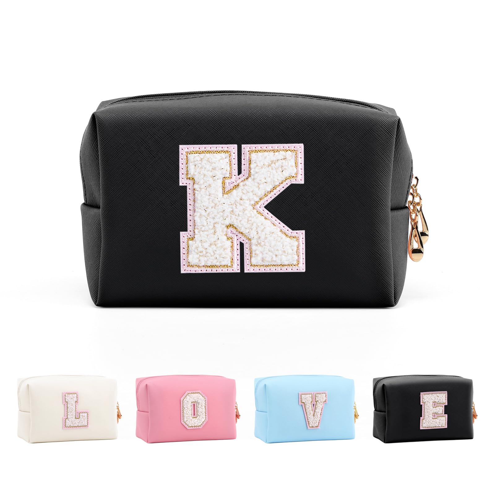 Bolsa de Maquillaje, Bolsa de Cosméticos Impermeable de Viaje, PU Cuero, Neceser de Baño, Bolsa De Aseo Y Almacenamiento para Mujer,Cosas Preppy para niñas Adolescentes (Letra A-Z) — view 95