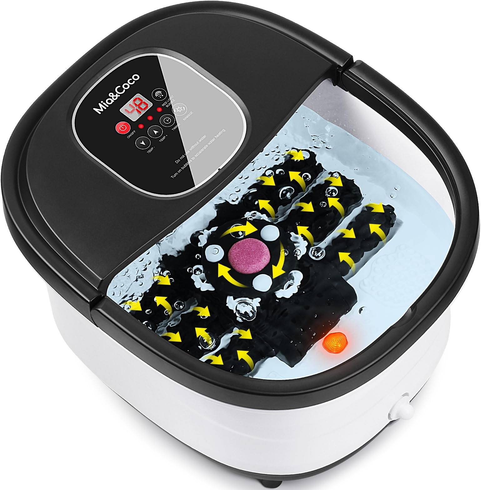 – Foot Spa Bath with Automatic Massage and Heating Function, Electric Foot Massager with Pedicure Set, Foot Bath with Shiatsu, Pressure and Kneading Massage Modes, Vibration and Bubble Function,Mia&coco