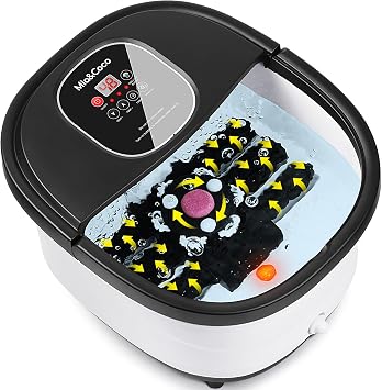 Foot Spa Bath with Automatic Massage and Heating Function, Electric Foot Massager with Pedicure Set, Foot Bath with Shiatsu, Pressure and Kneading Massage Modes, Vibration and Bubble Function,Mia&coco