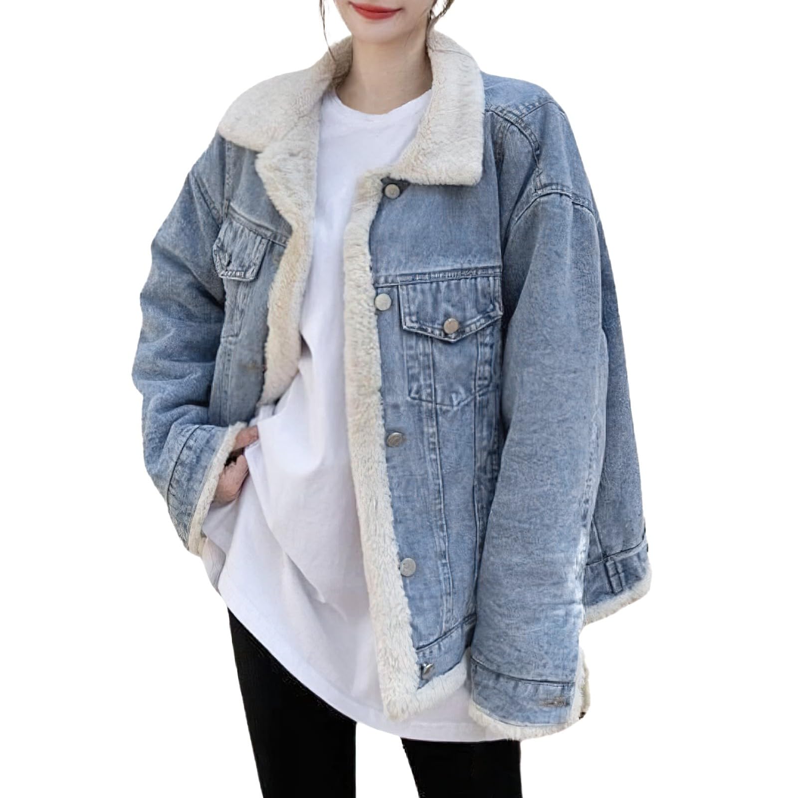 Genérico Chaquetas Vaqueras De Mujer,Chaqueta Vaquera Desgastada Lavada Con Bordes Para Mujer