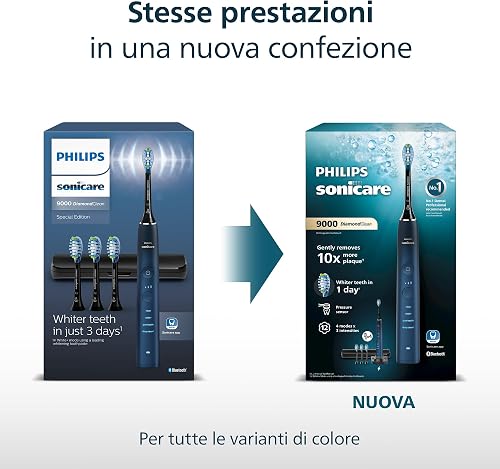 Philips Sonicare DiamondClean 9000 - Brosse à dents électrique avec application, Édition spéciale, Capteur de pression, Socle de charge, Bleu marine, modèle HX9911/89 - 6