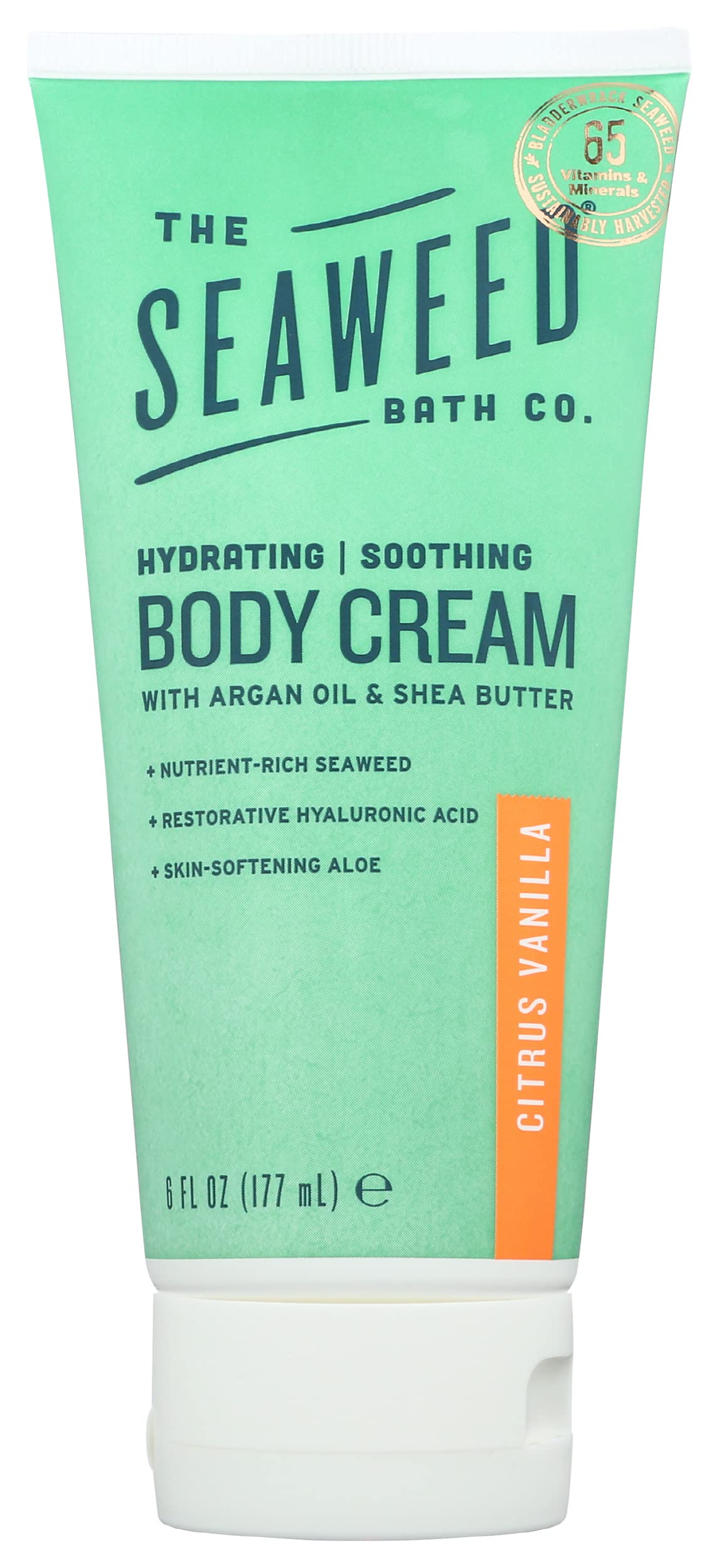 Hydrating Soothing Body Cream, Citrus Vanilla Scent, with Argan Oil & Shea Butter, 6 Oz