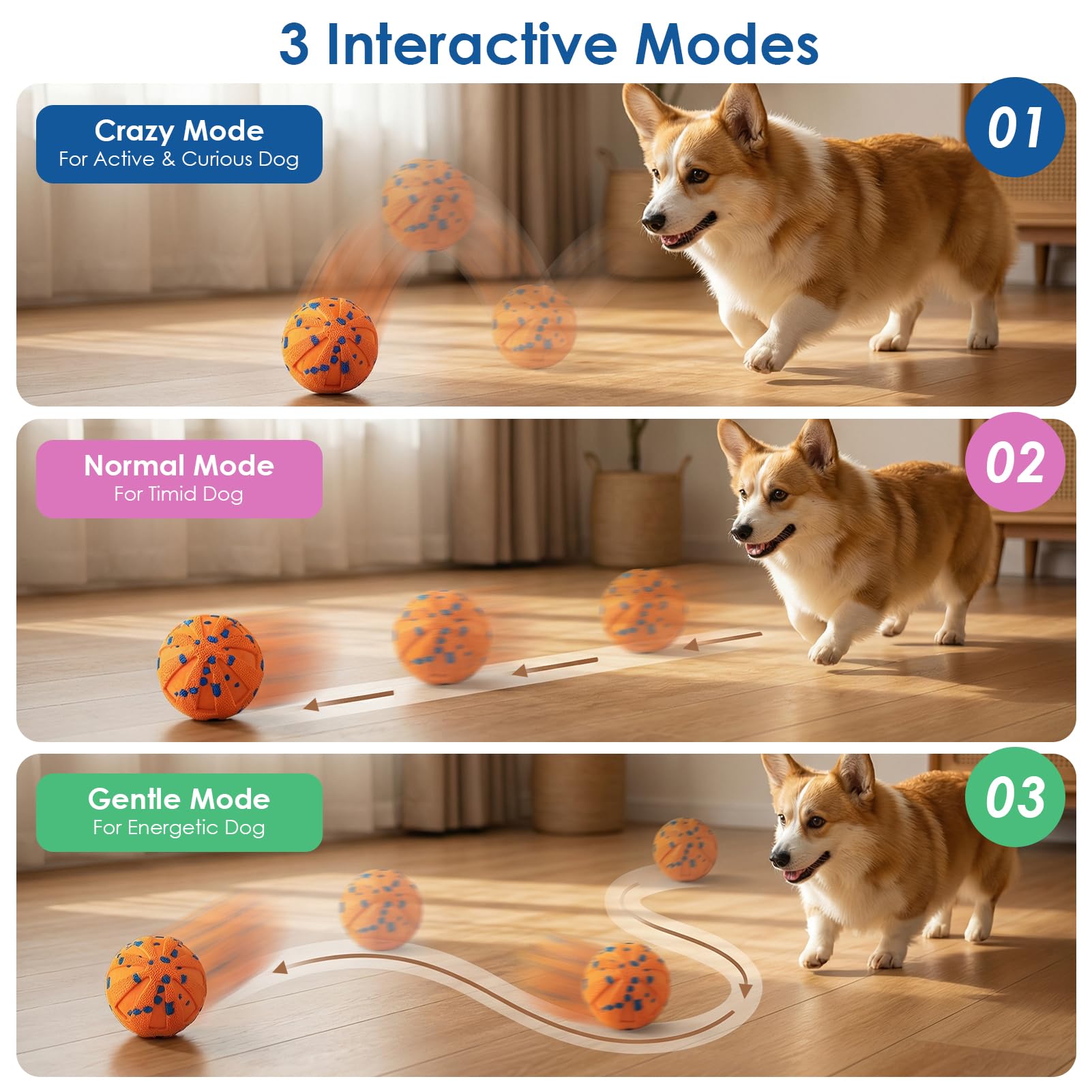 DFQ Pelota interactiva para perro, amarilla