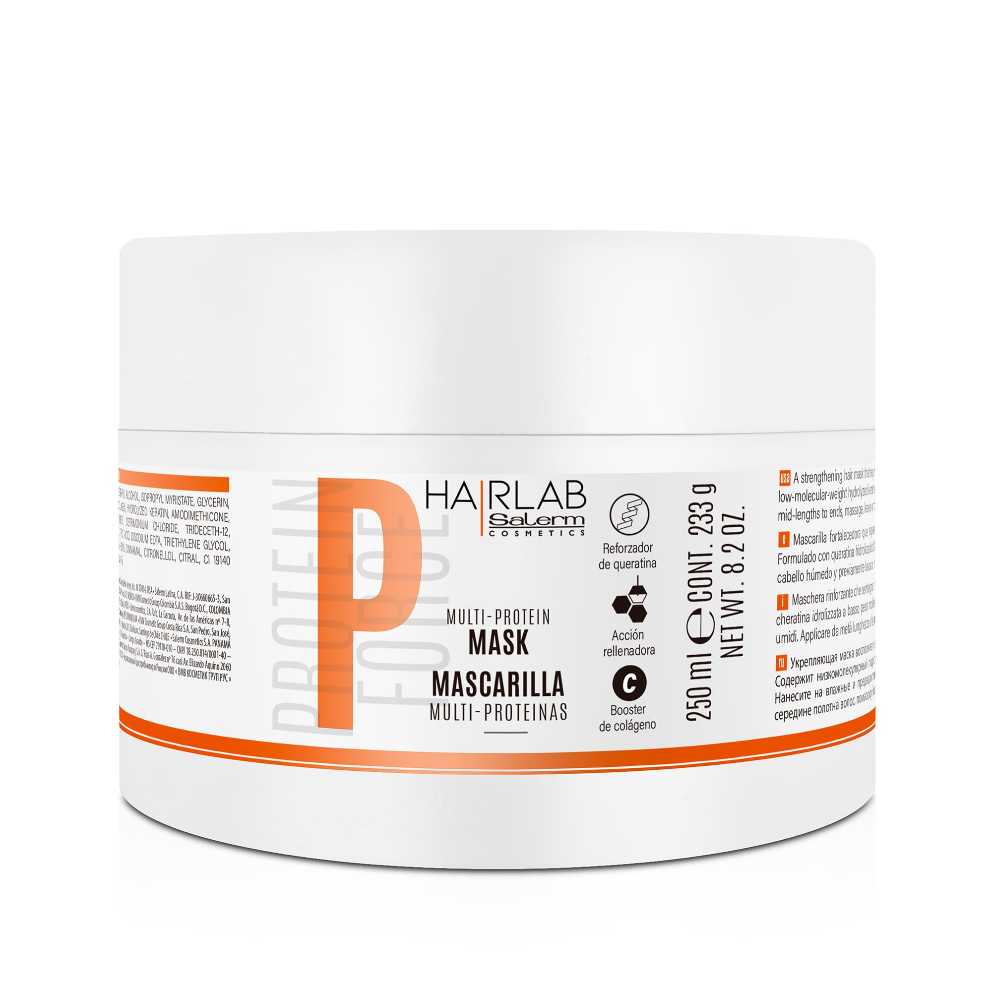 SALERM - Damaged Hair Mask - Multi-Proteins Hair Lab - 250 ml - Helps Replenish Natural Keratin - Adds Volume and Strength - Paraben-Free