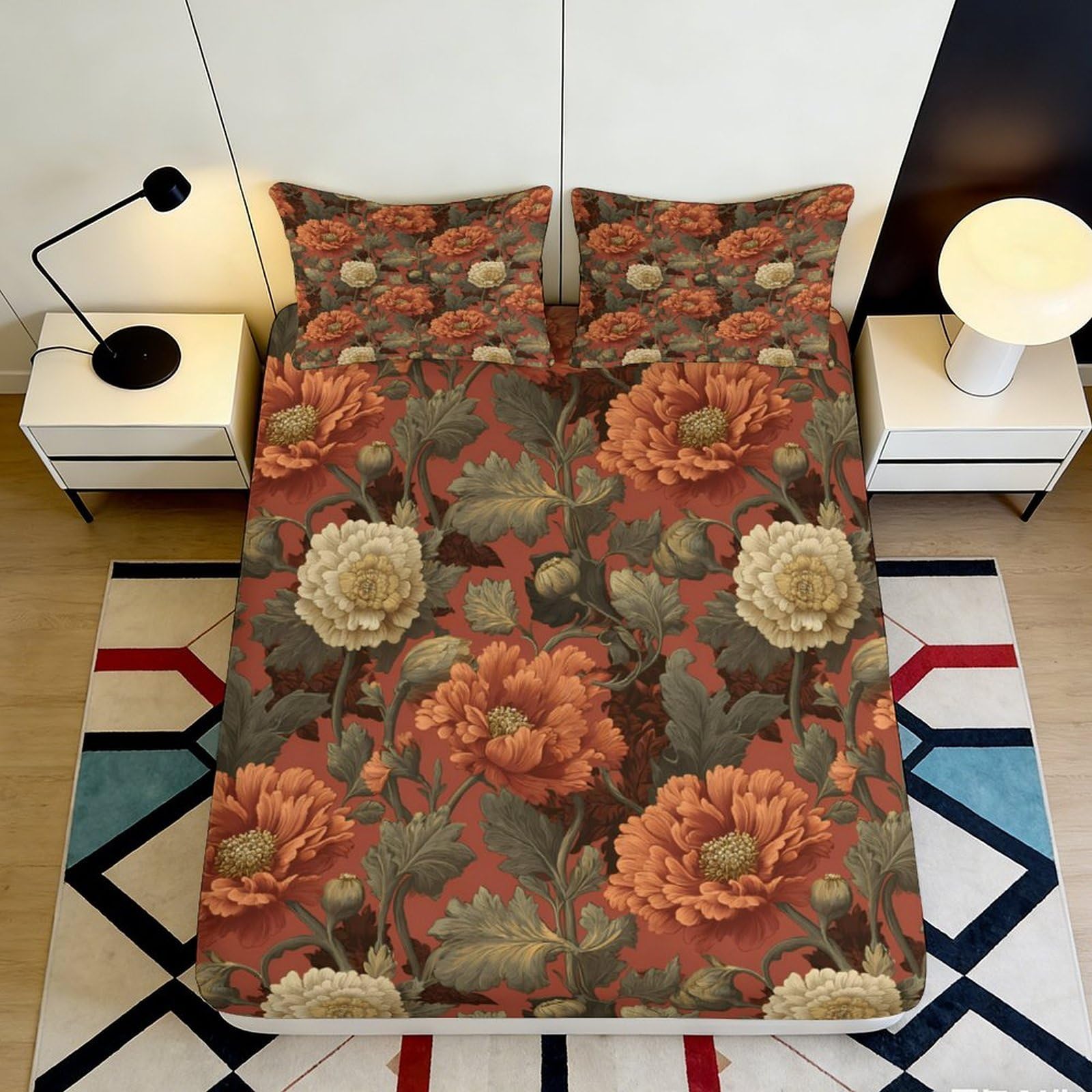3D Printed Sausage Dog Fitted Sheet Microfiber Non-Slip Deep Pocket Dachshund Mattress Fitted Cover Washable Bedroom 120x200x25cm